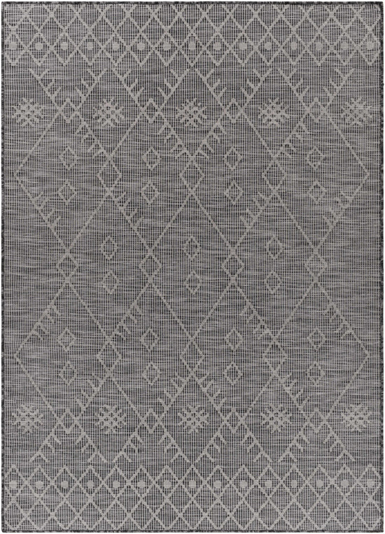 Lorena Charcoal Flatweave Trellis Outdoor Carpet - Clearance