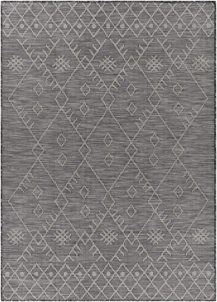 Lorena Charcoal Flatweave Trellis Outdoor Carpet - Clearance