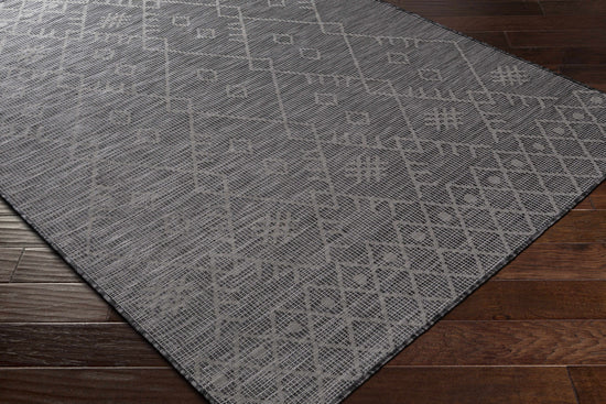Lorena Charcoal Flatweave Trellis Outdoor Carpet - Clearance