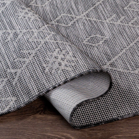 Lorena Charcoal Flatweave Trellis Outdoor Carpet - Clearance