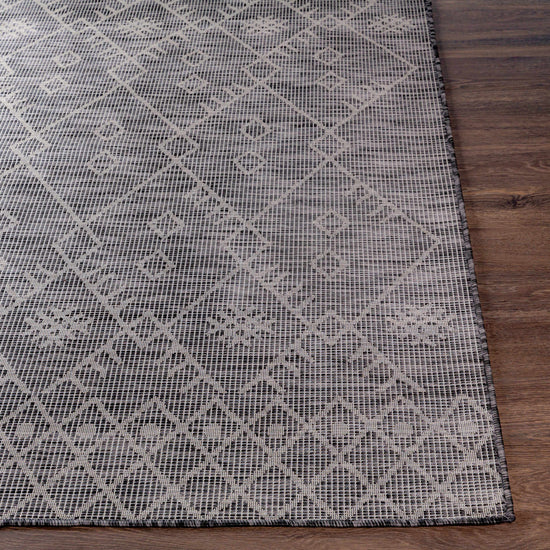 Lorena Charcoal Flatweave Trellis Outdoor Carpet - Clearance