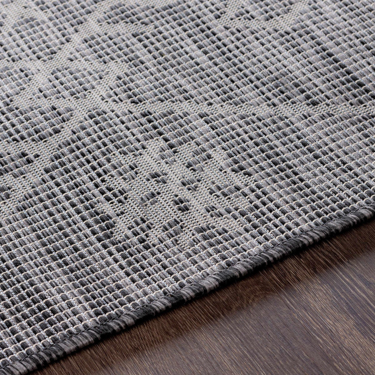 Lorena Charcoal Flatweave Trellis Outdoor Carpet - Clearance