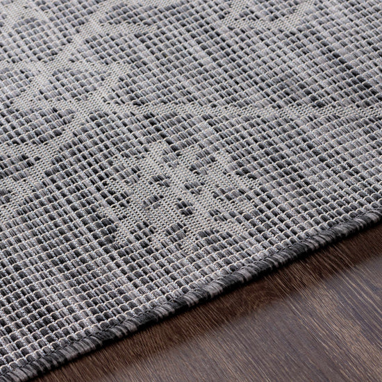 Lorena Charcoal Flatweave Trellis Outdoor Carpet - Clearance