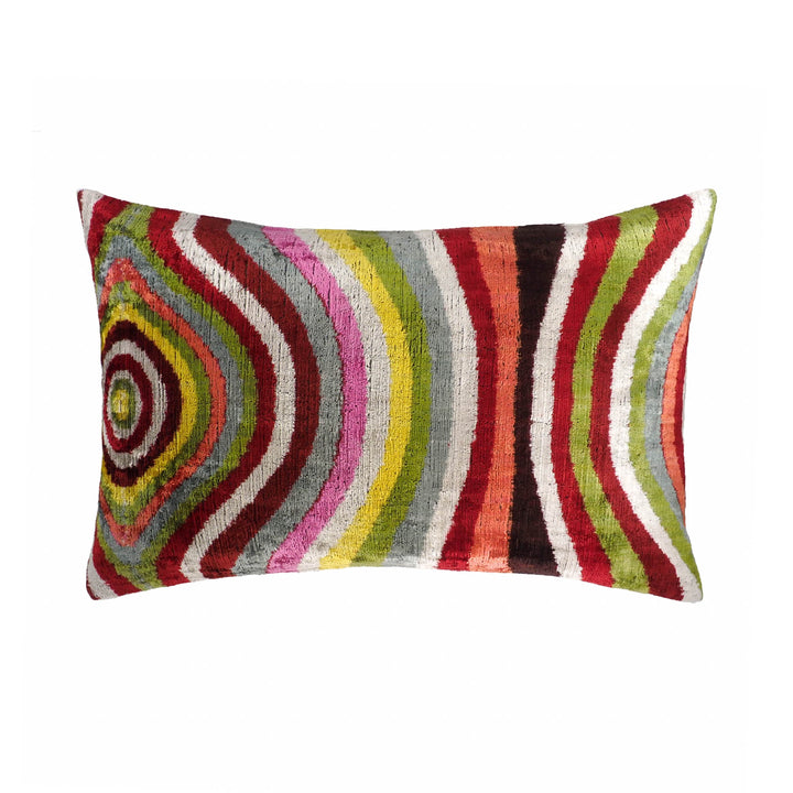 Lucid Silk Velvet Ikat Throw Pillow Cover, 16 x 24, luxury ikat accent for sofa or bed at Cedar & Spice Gifts