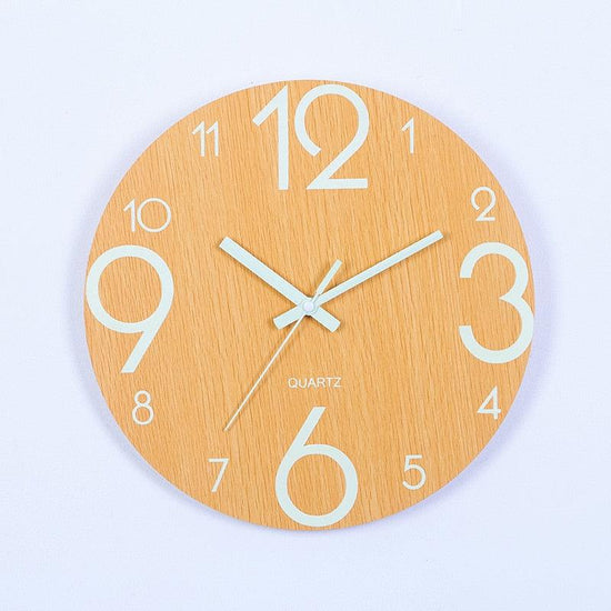 Luminous Wall Clock Silent Non-Ticking Quartz Wall Clocks Large Luminous Function Numbers and Hands Battery Operated Decorative Wall Clock for Office 12 Inch Wooden Silent Non-Ticking Kitchen Wall Clocks With Night Lights For Indoor/Outdoor Living Room