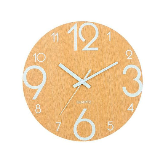 Luminous Wall Clock Silent Non-Ticking Quartz Wall Clocks Large Luminous Function Numbers and Hands Battery Operated Decorative Wall Clock for Office 12 Inch Wooden Silent Non-Ticking Kitchen Wall Clocks With Night Lights For Indoor/Outdoor Living Room