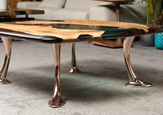 Luxury Epoxy Resin River Walnut Coffee Table | Osso Collection