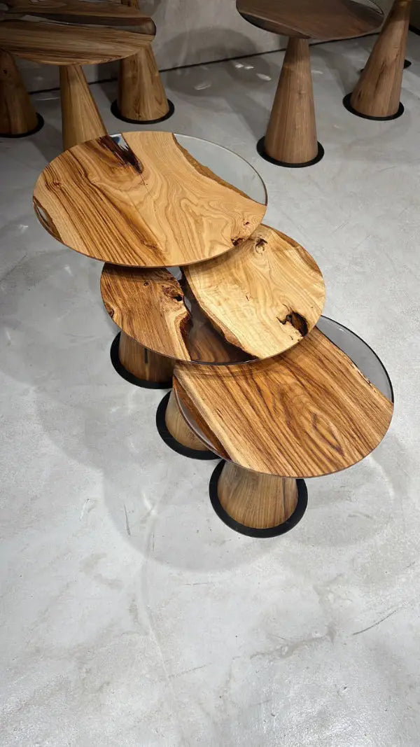 Resin Nesting Tables - Versatile Zigzag Epoxy Coffee Table Set