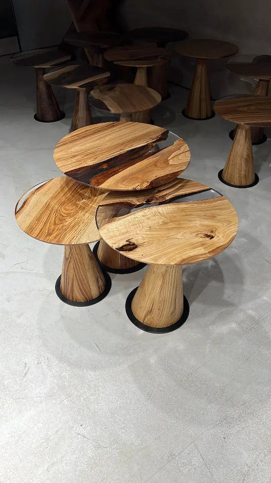 Resin Nesting Tables - Versatile Zigzag Epoxy Coffee Table Set