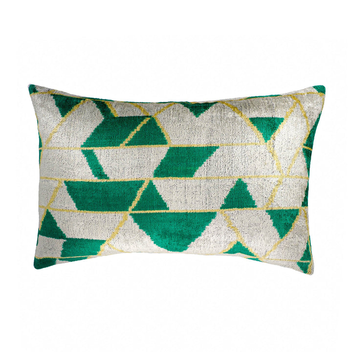 Mapple Silk Velvet Ikat Throw Pillow Cover 16 x 24, luxury ikat accent for sofa or bed at Cedar & Spice Gifts