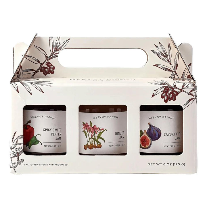McEvoy Ranch - 'Savory & Sweet' Jam Gift Pack (3CT), gourmet gift basket for birthdays, holidays and special occasions from Cedar & Spice Gifts