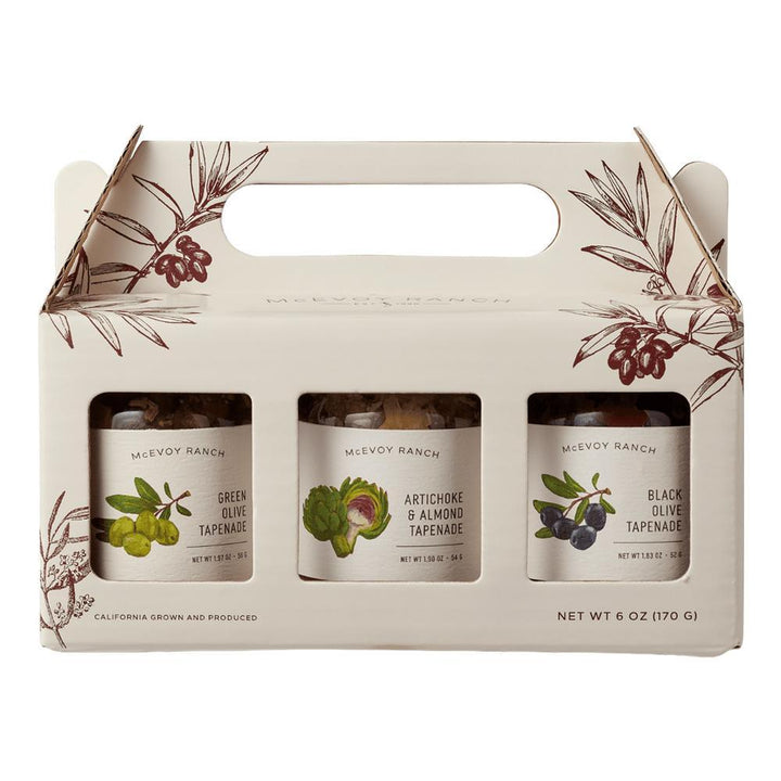 McEvoy Ranch - Tapenade Gift Pack (3CT), gourmet gift basket for birthdays, holidays and special occasions from Cedar & Spice Gifts