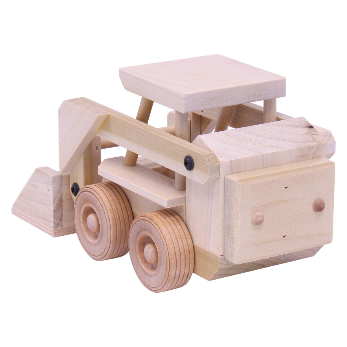 Wooden Skid Loader Toy, Skid Steer with Movable Bucket