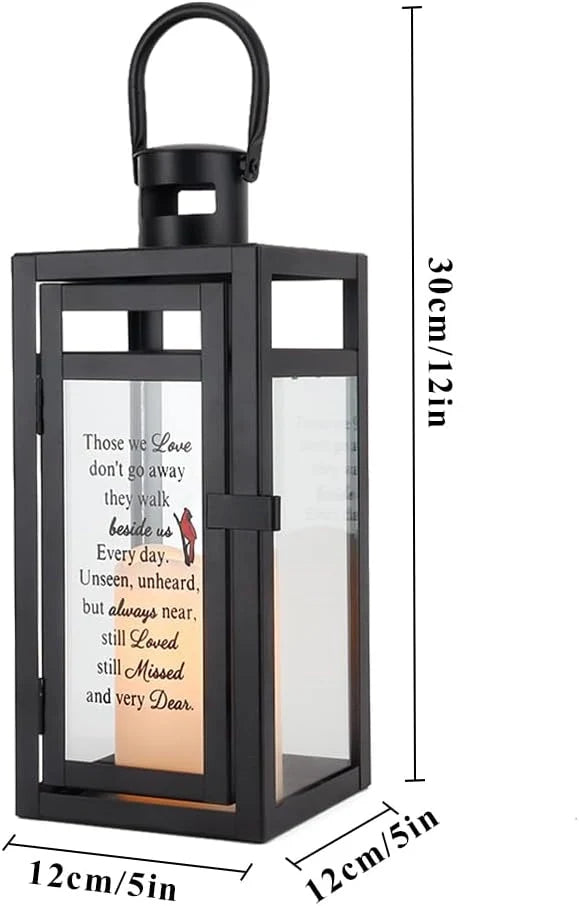 12''H Memorial Lantern (Matte Black)