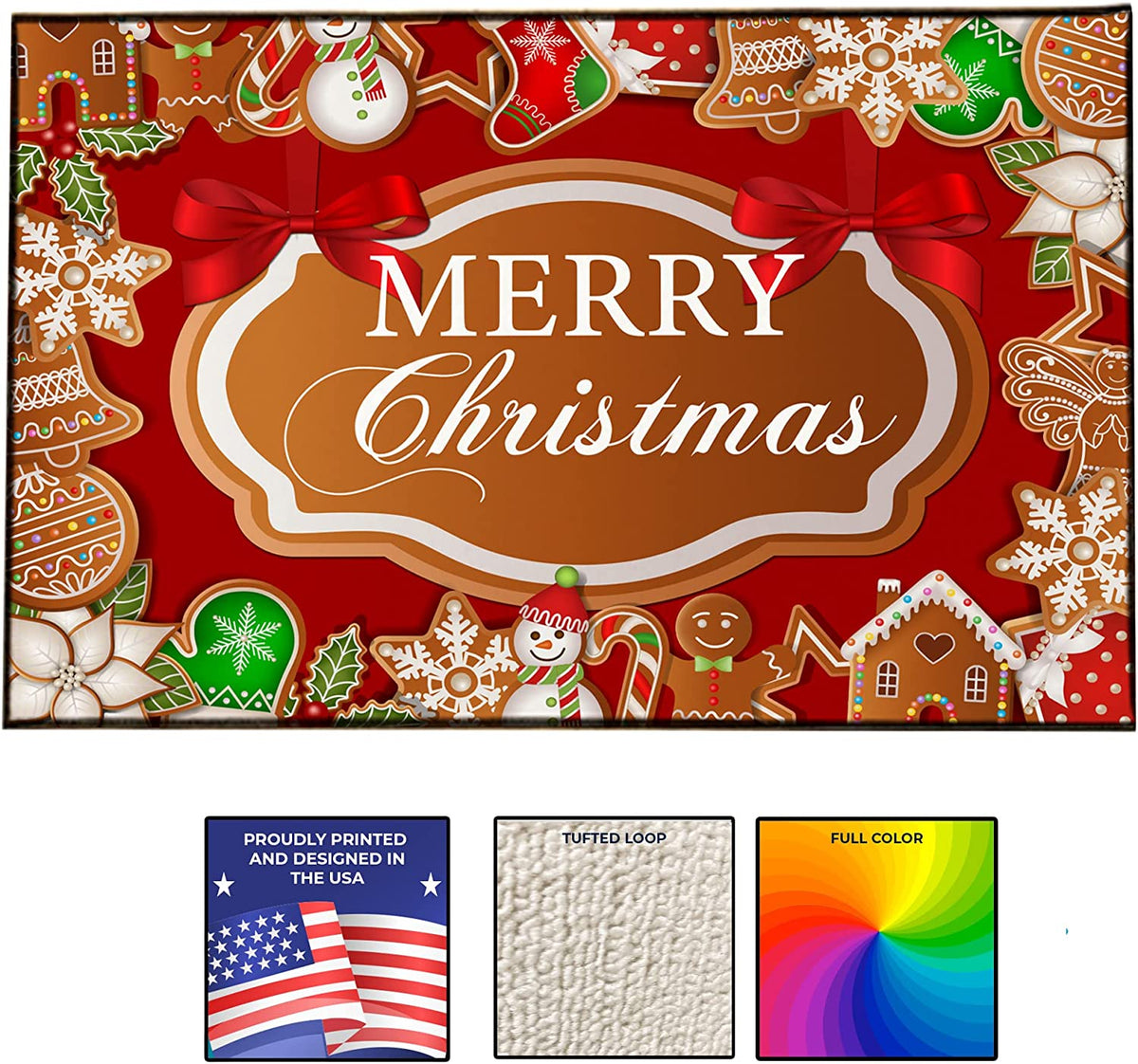 Merry Christmas Gingerbread Doormat