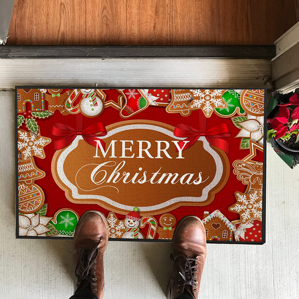 Merry Christmas Gingerbread Doormat