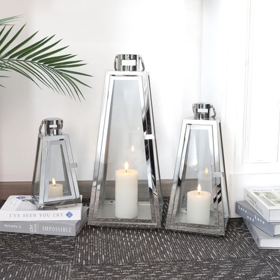 Set of 3-21'' & 16'' &11''High Stainless Steel Lantern