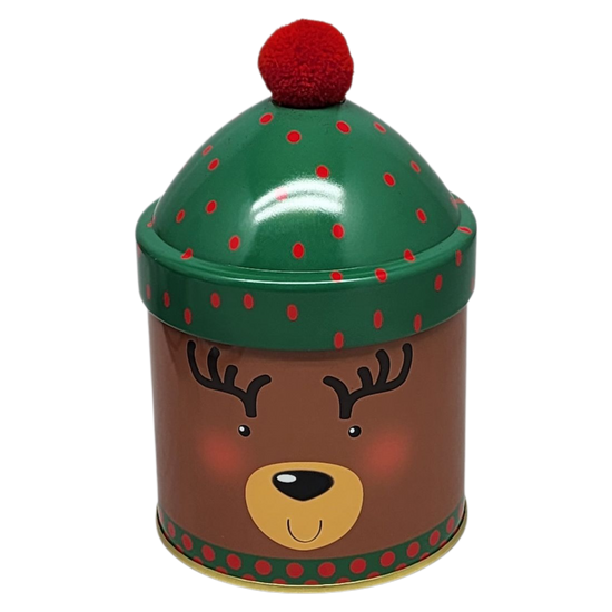 Gift Tin with Pom Pom Hat - Reindeer