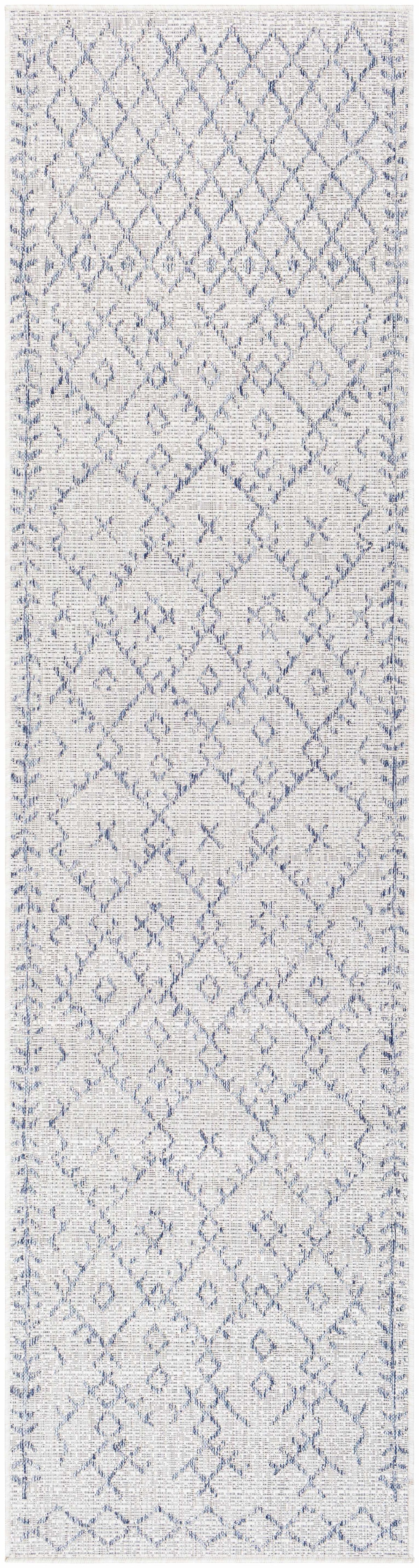 Maunawili Blue Detailed Gray Outdoor Rug - Clearance