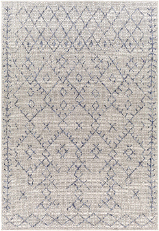Maunawili Blue Detailed Gray Outdoor Rug - Clearance