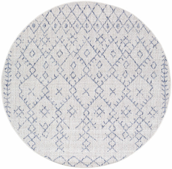 Maunawili Blue Detailed Gray Outdoor Rug - Clearance