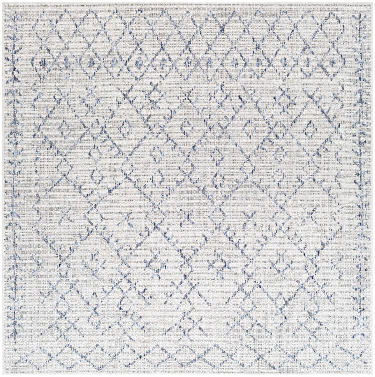 Maunawili Blue Detailed Gray Outdoor Rug - Clearance