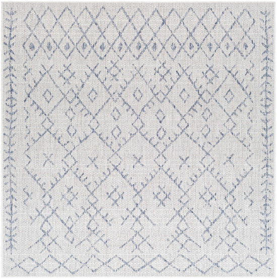 Maunawili Blue Detailed Gray Outdoor Rug - Clearance