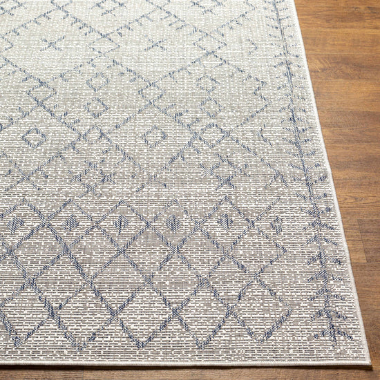 Maunawili Blue Detailed Gray Outdoor Rug - Clearance