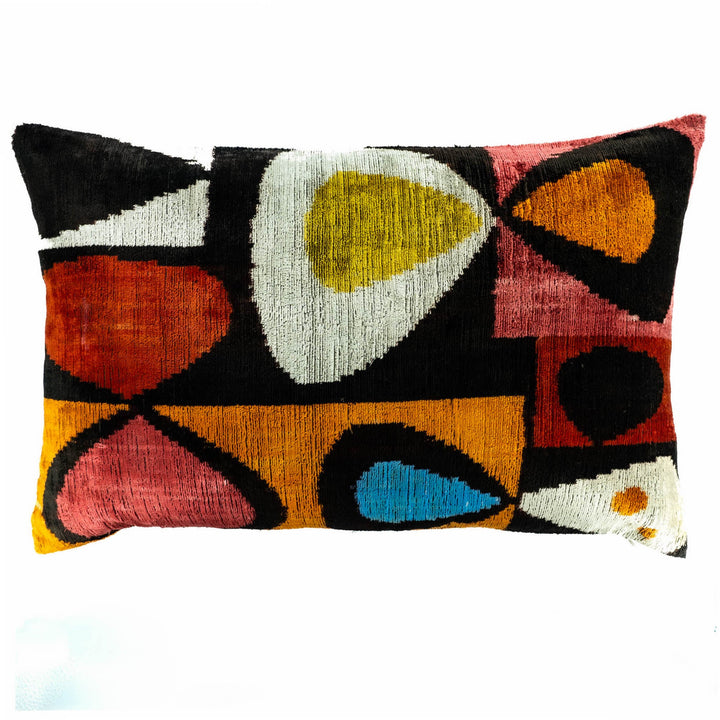 Moonlight Silk Velvet Ikat Throw Pillow Cover, 16 x 24, luxury ikat accent for sofa or bed at Cedar & Spice Gifts