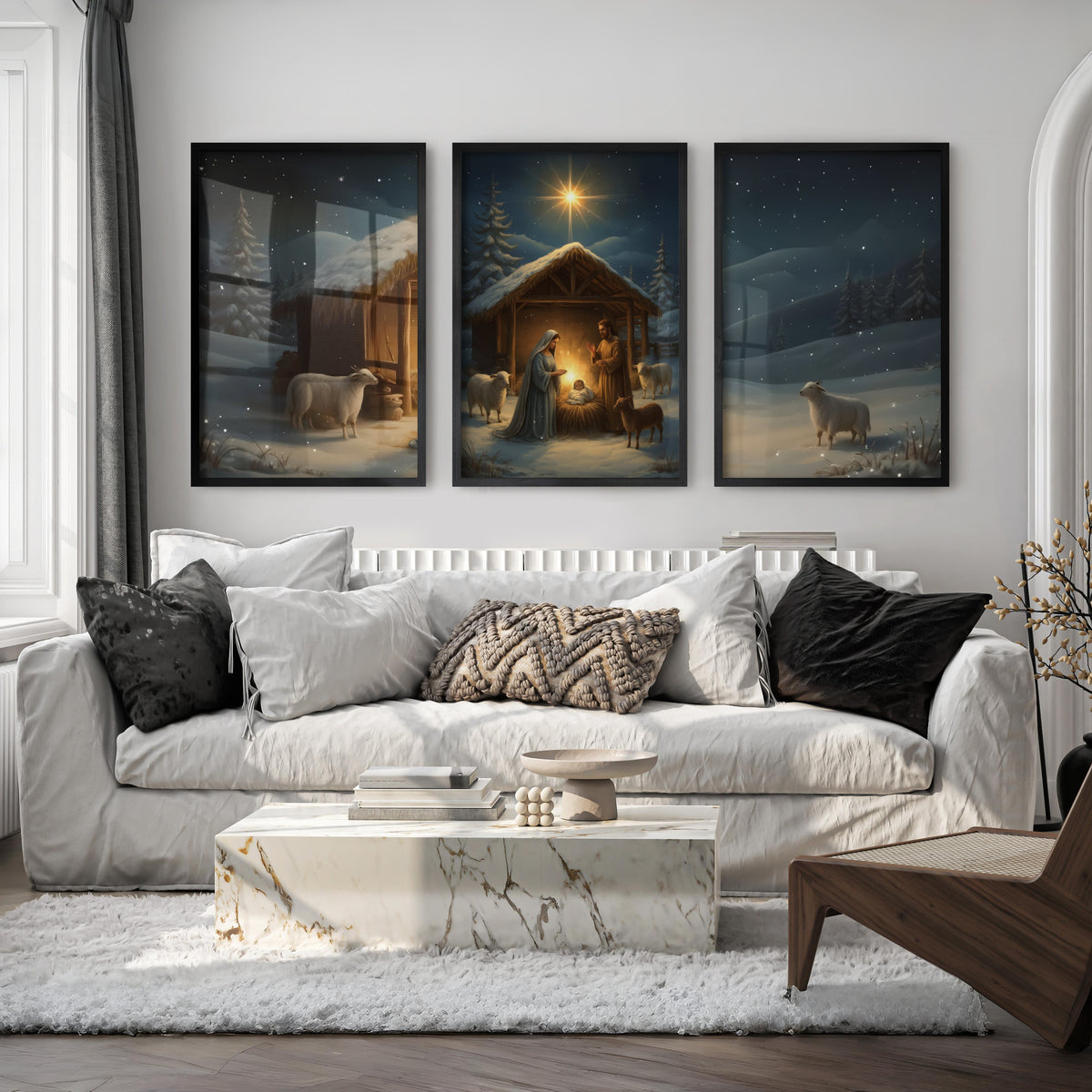 Nativity Jesus Birth Wall Art Triptych – Christmas Set
