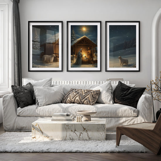 Nativity Jesus Birth Wall Art Triptych – Christmas Set