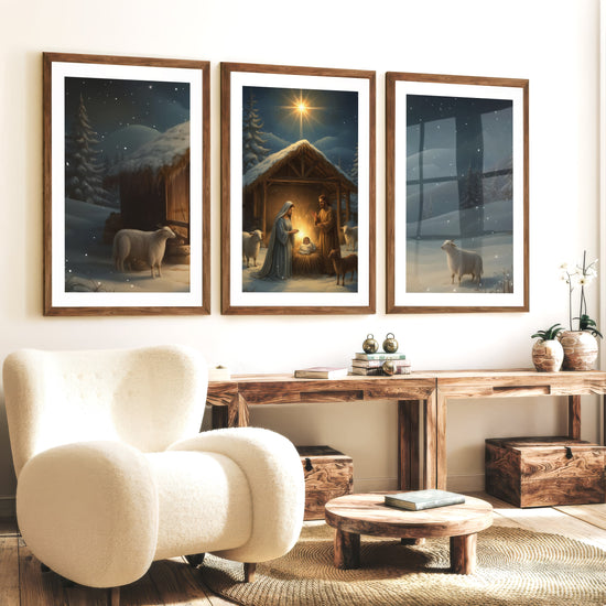 Nativity Jesus Birth Wall Art Triptych – Christmas Set