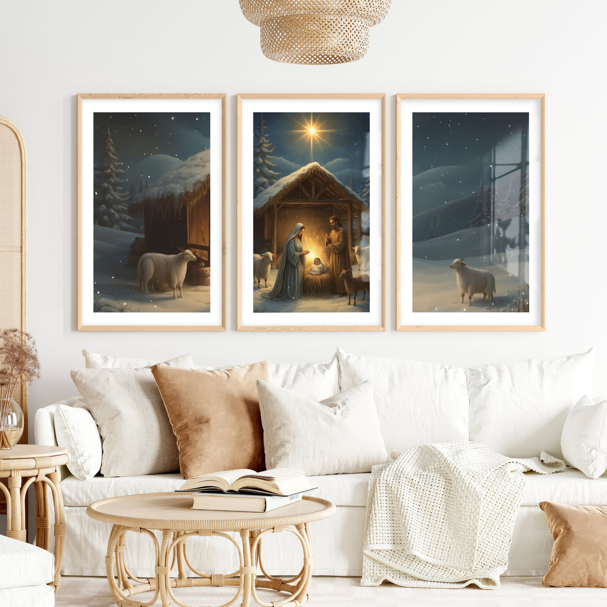 Nativity Jesus Birth Wall Art Triptych – Christmas Set
