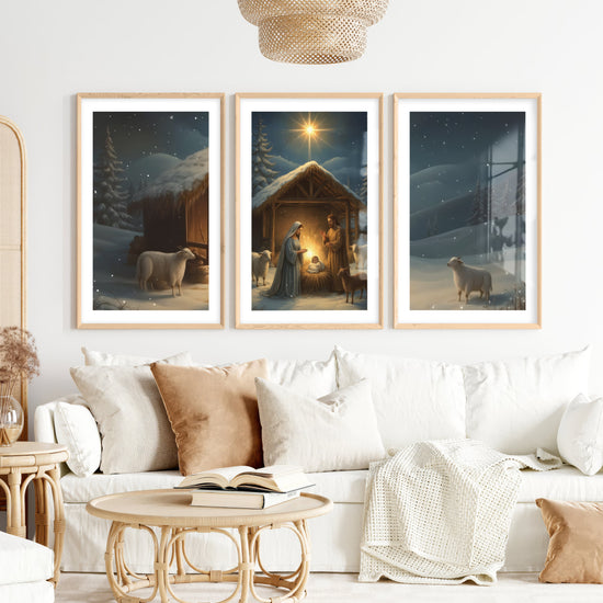 Nativity Jesus Birth Wall Art Triptych – Christmas Set