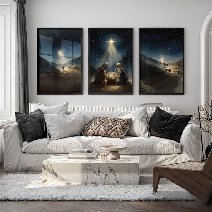 Nativity Scene Holy Night Wall Art Set of 3