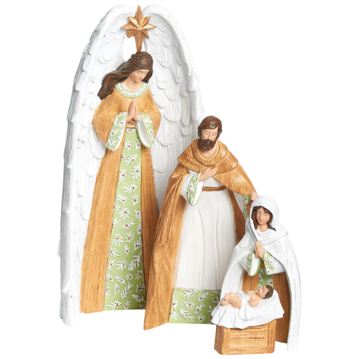 Mistletoe Pattern Nesting Nativity - 4 Piece Set