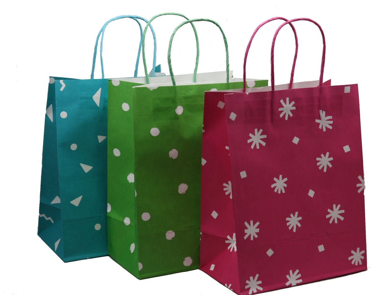 Medium Celebration Print Kraft Gift Bag Set