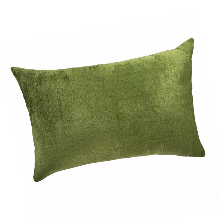 Olive Green Silk Velvet Ikat Pillow Cover, 16 x 24, designer-style velvet home decor