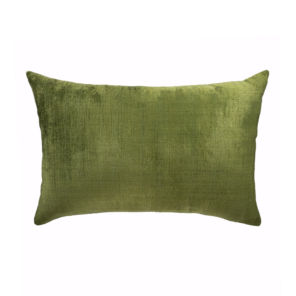 Olive Green Silk Velvet Ikat Pillow Cover, 16 x 24