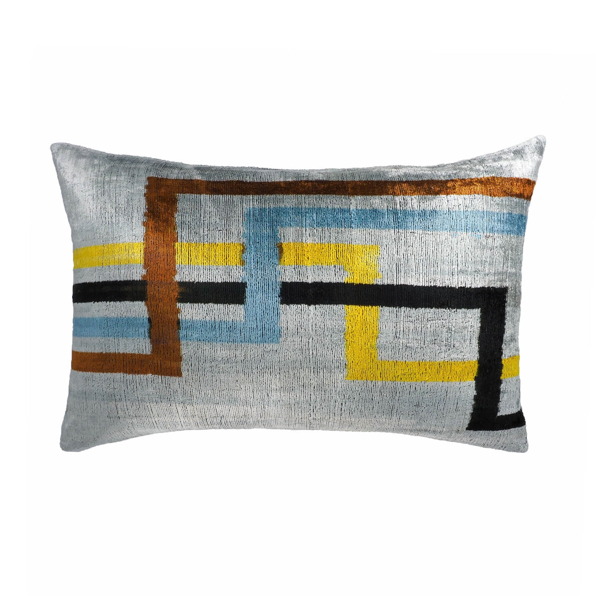 Olympia Silk Velvet Ikat Throw Pillow Cover, 16 x 24