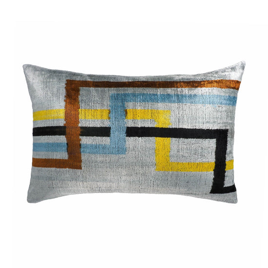 Olympia Silk Velvet Ikat Throw Pillow Cover, 16 x 24