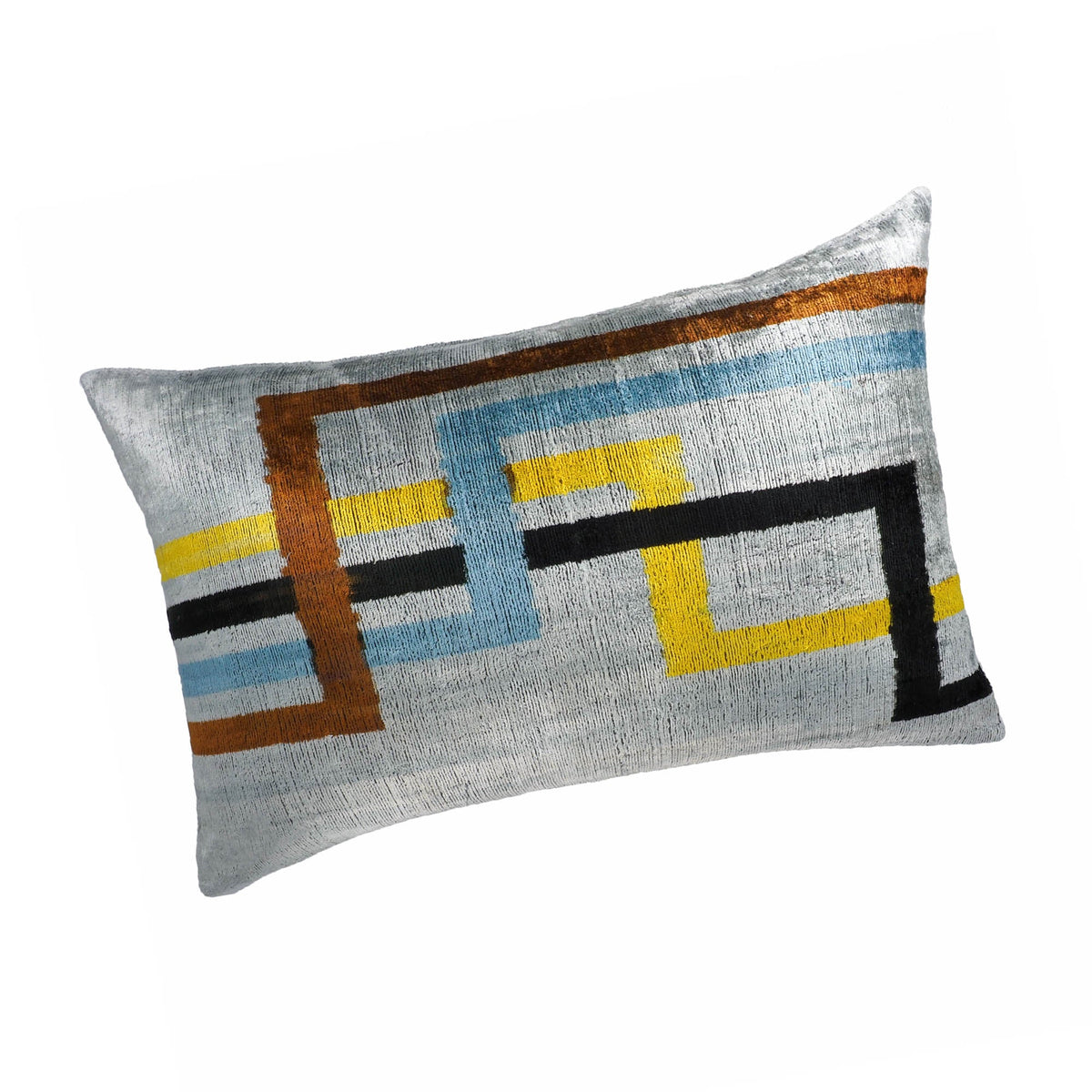 Olympia Silk Velvet Ikat Throw Pillow Cover, 16 x 24