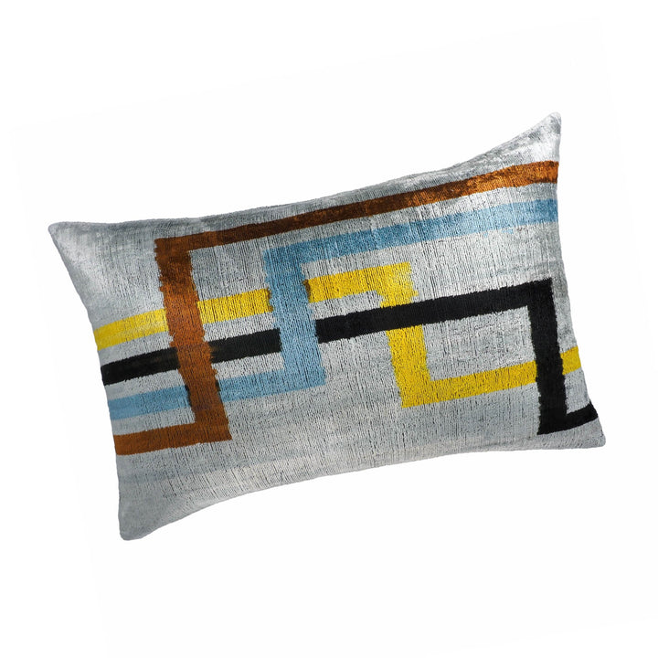 Olympia Silk Velvet Ikat Throw Pillow Cover, 16 x 24, designer-style velvet home decor