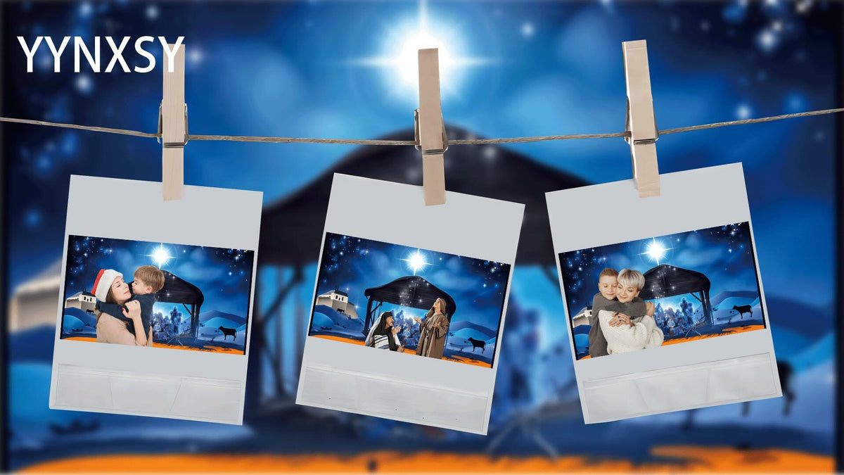 YYNXSY Nativity Scene Backdrop 10x8FT Christmas Star Night Blue