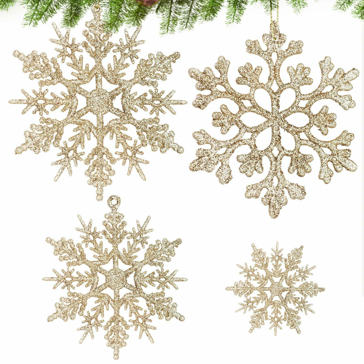 Langley Christmas Snowflake Ornaments Set Rose Gold 36pcs 4 Sizes