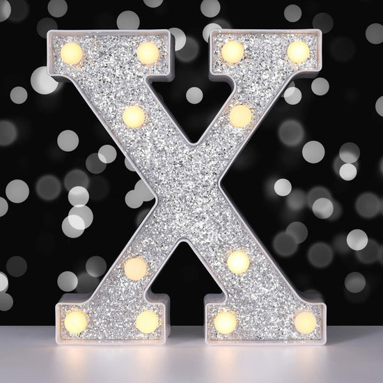 Foaky Silver Light Up Letter X Party Decoration Birthday Christmas Gift