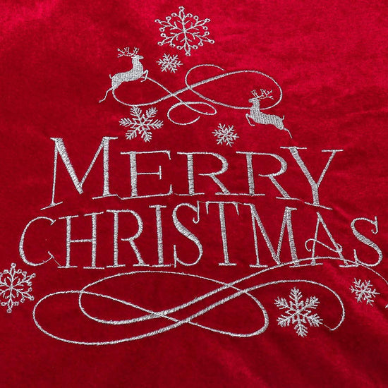 USILAND Christmas Tree Skirt Brown Velvet Snowflakes Embroidery 32in