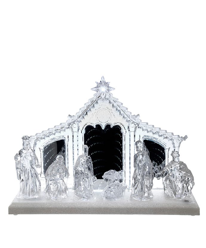Lighted Musical Nativity Scene with Silver Bottom Base
