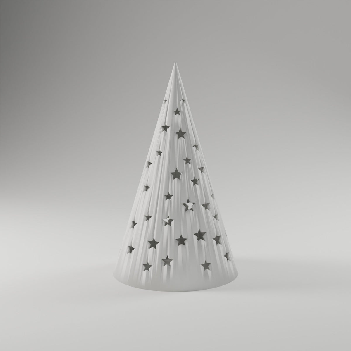 Starry Cone Tree Luminary — 3D Printed, White
