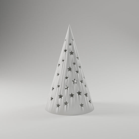 Starry Cone Tree Luminary — 3D Printed, White